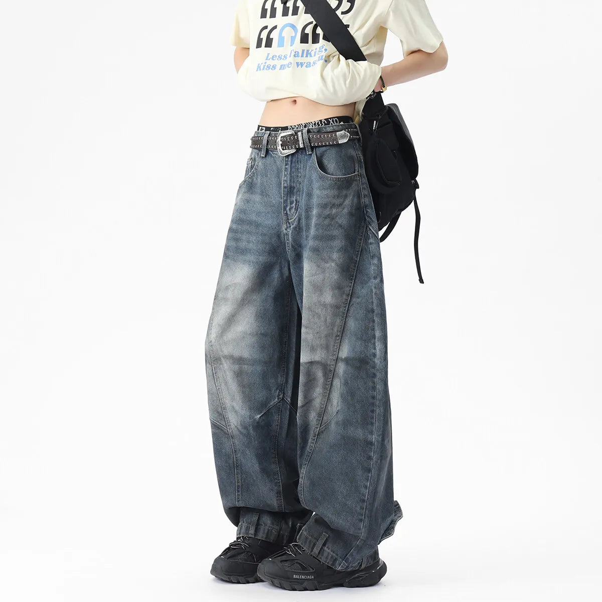 Men Unique Patchwork Washed Vintage Retro Loose Fit Baggy Jeans Fashion Denim Casual Street Style Distressed Trendy Comfort voguable