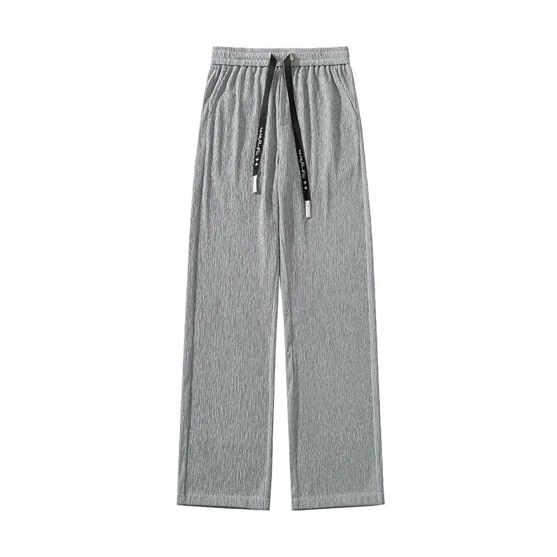 Summer Casual Pants Men Fashion White Straight Pants Men Japanese Streetwear Loose Pleated Pants Mens Black Trousers M-3XL voguable