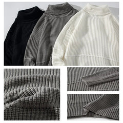 Autumn Winter Mens Casual Turtleneck Pullover Men's Long Sleeve Rollneck Sweater Korean Style Fashion Warm Knitted Sweater voguable