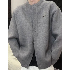 Simple Elegant Cardigan Personalized Solid Color Round Neck Sweater Jacket Autumn Winter Loose Knitted Cardigan Cityboy Knitwear voguable