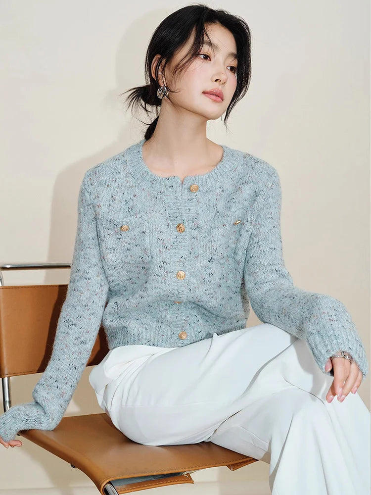 Elegant Women Sweet Cardigan Sweaters Vintage Long Sleeve French Knitted Jacket Fall O Neck Female Single Breasted Retro Tops voguable