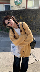 Slouchy Knit Cardigan Sweater for Women Comfy Cable-knit Button Up Sweater Jacket Female Autumn Winter Vintage Outfit voguable