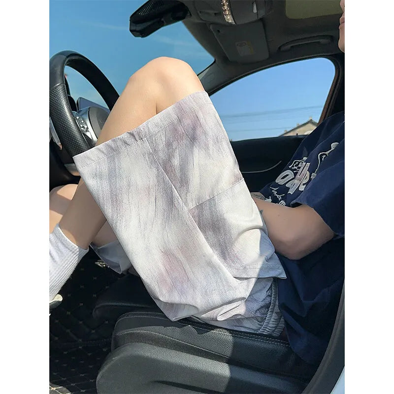 Voguable  Men's plus Size 5-Inch Casual Tie-Dye Print Shorts M-XXXXXL Elastic Waist Summer Streetwear Hawaiian Beach Trendy Clothing voguable