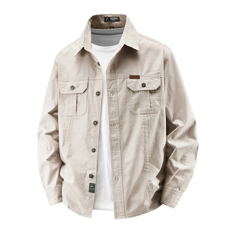 New Long Sleeved Shirt Men Handsome Spring Autumn Style Trendy Shirts Brand Loose Cotton Workwear Top Autumn Casual Lapel Shirt voguable