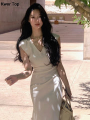 Summer Fashion Elegant Women Sleeveless Solid Chic Bodycon Birthday Vestidos Female Vintage Clothes New voguable