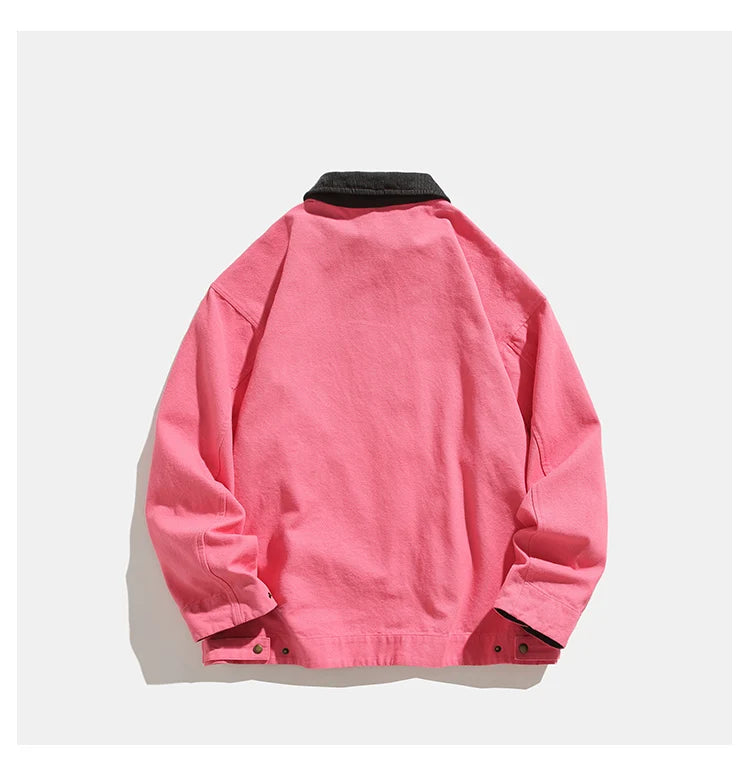 Voguable  Harajuku Jacket Men Spring 2024 New Hip hop Coat Streetwear Zipper Casual Retro Lapel Jackets Man voguable