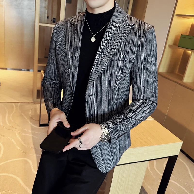 Voguable  Men's British Style Fashionable Luxury Suit Jacket High-quality Plaid Slim Fit Business Social Blazer Wedding Dress Party Jacket voguable