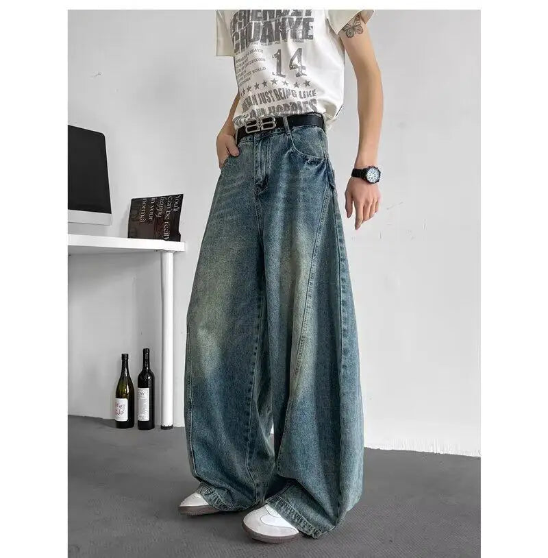 Men Baggy Jeans Wide Leg Unisex Streetwear Hip Hop Dance Pants Loose Fit Trousers Oversized Urban Jogger Street Dance Clothing voguable