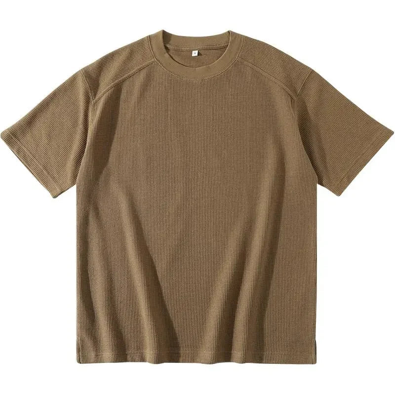 Voguable  American Retro Raglan Short-sleeved T-shirt for Men Loose Casual Solid Color Versatile Bottoming Shirt Comfortable Pullover Top voguable