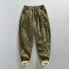 Voguable Winter New 100% Cotton Cargo Velvet Men's Winter Pants Comfortable Thickened Soft Keep Warm Retro Street Trousers voguable