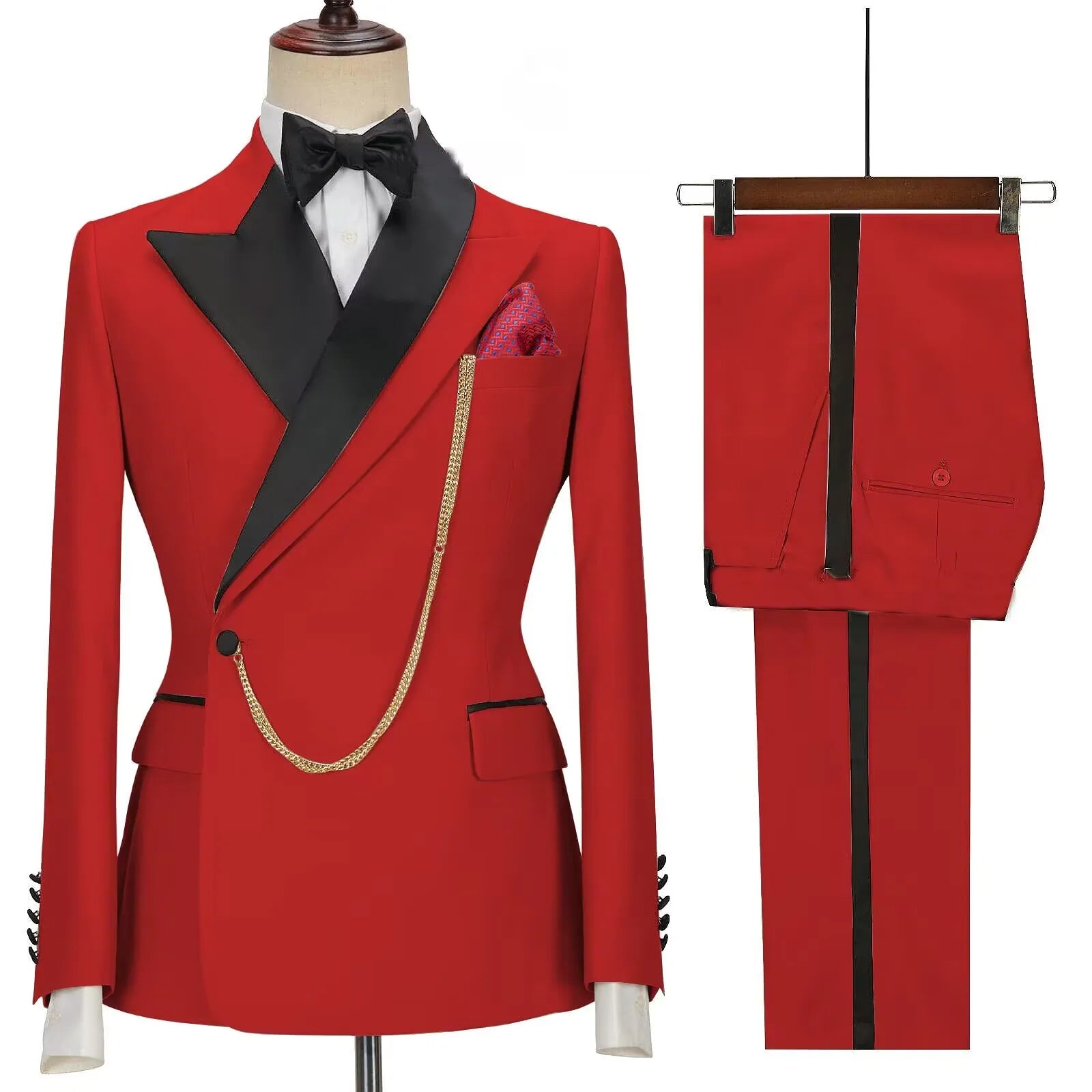 New Solid Men's Suits Peak Lapel Slim Fit Casual Suits Wedding Business Dress Set Groom Tuxedos Terno Masculino (Blazer+Pants) voguable