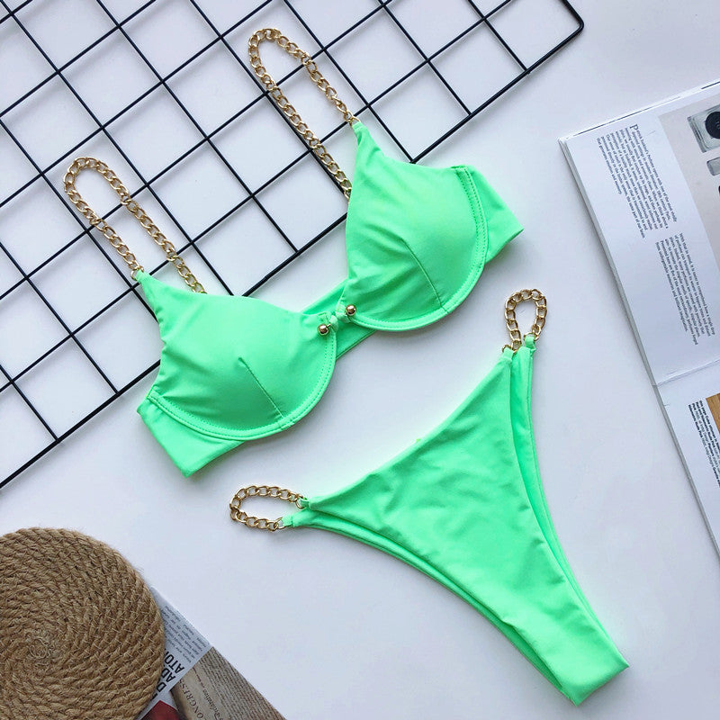 Bikini 2022 Woman Sexy Bikini Split Double Sided Printed Swimsuit Lace Up Strap Bikini Suit Summer Beach Bikini Swimwear voguable