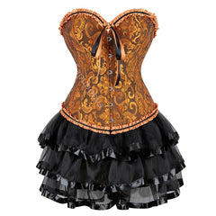 Voguable sexy corsets for women plus size costume overbust burlesque corset and skirt set tutu corselet victorian fashion gowns voguable
