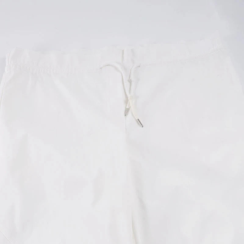 Voguable  Fashion Women Pure Color Drawstring Pleated Edge High Waist Loose Fit 3/4 Length Cargo Trousers Going Out Casual Summer Pants voguable