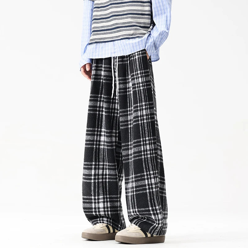 Winter Thick Pants Men Warm Fashion Retro Casual Pants Men Streetwear Hip-hop Loose Wide Leg Pants Mens Vintage Trousers M-3XL voguable