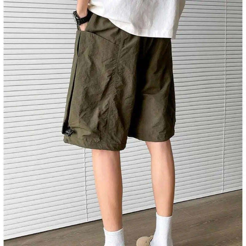 Voguable  Men's Quick-Dry Cargo Shorts Elastic Waist Drawstring Loose Fit Solid Color Big Pocket Casual Workwear Short Pants M-5XL voguable