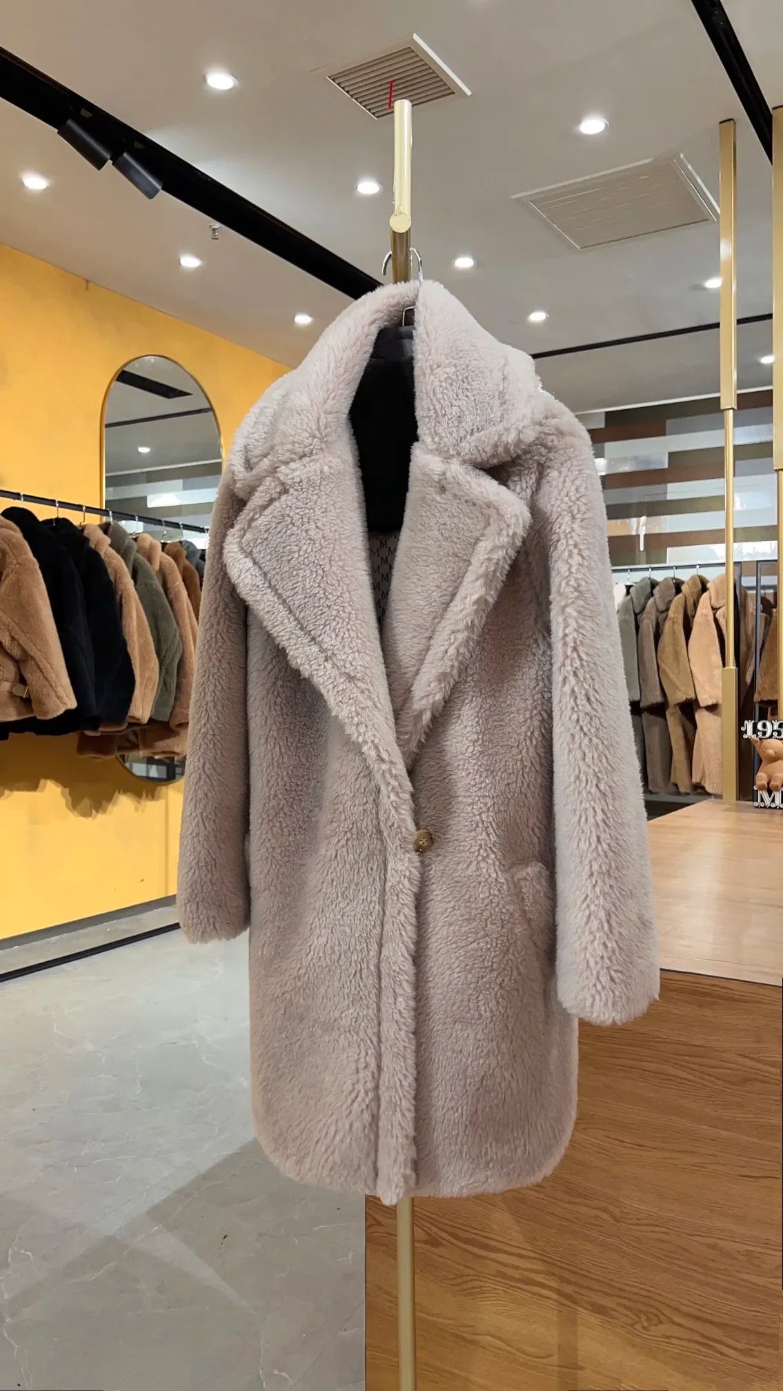 Max Short Teddy Coat 62% Alpaca 26% Wool 12% Silk Coat Winter Thicken Women's Coat voguable