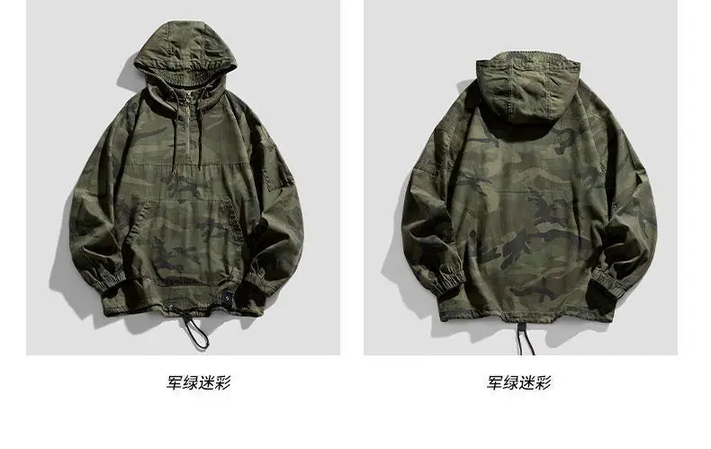 American Camouflage Hoody Mountaineering Suit Work Jacket Men's Hooded Jacket Spring Autumn Hip-hop Handsome Jacket voguable