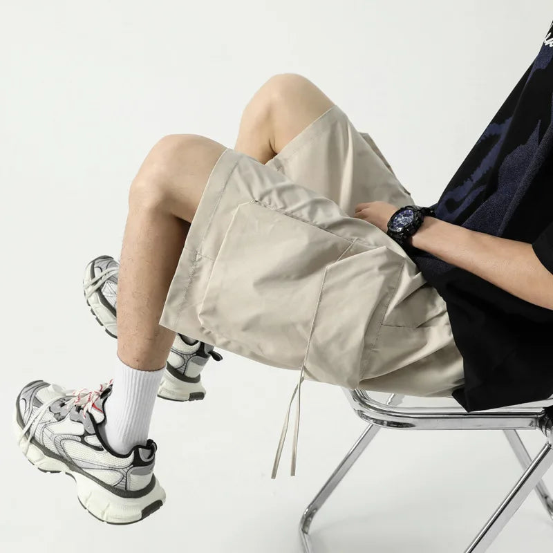 Summer Shorts Men Fashion Retro Pocket Shorts Mens Japanese Streetwear Hip-hop Loose Cargo Shorts Man Plus Size Shorts 4XL voguable