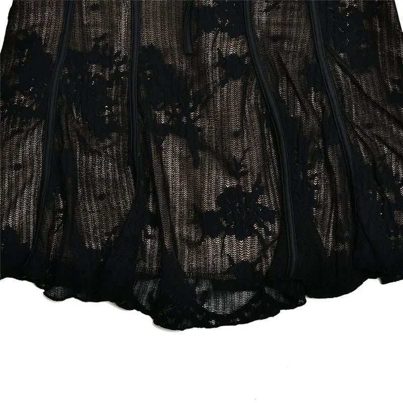 Elegant Backless Long Flare Sleeve Print Mini Dress Women Fashion square collar A-line Pleated Club Party Sexy Dress voguable