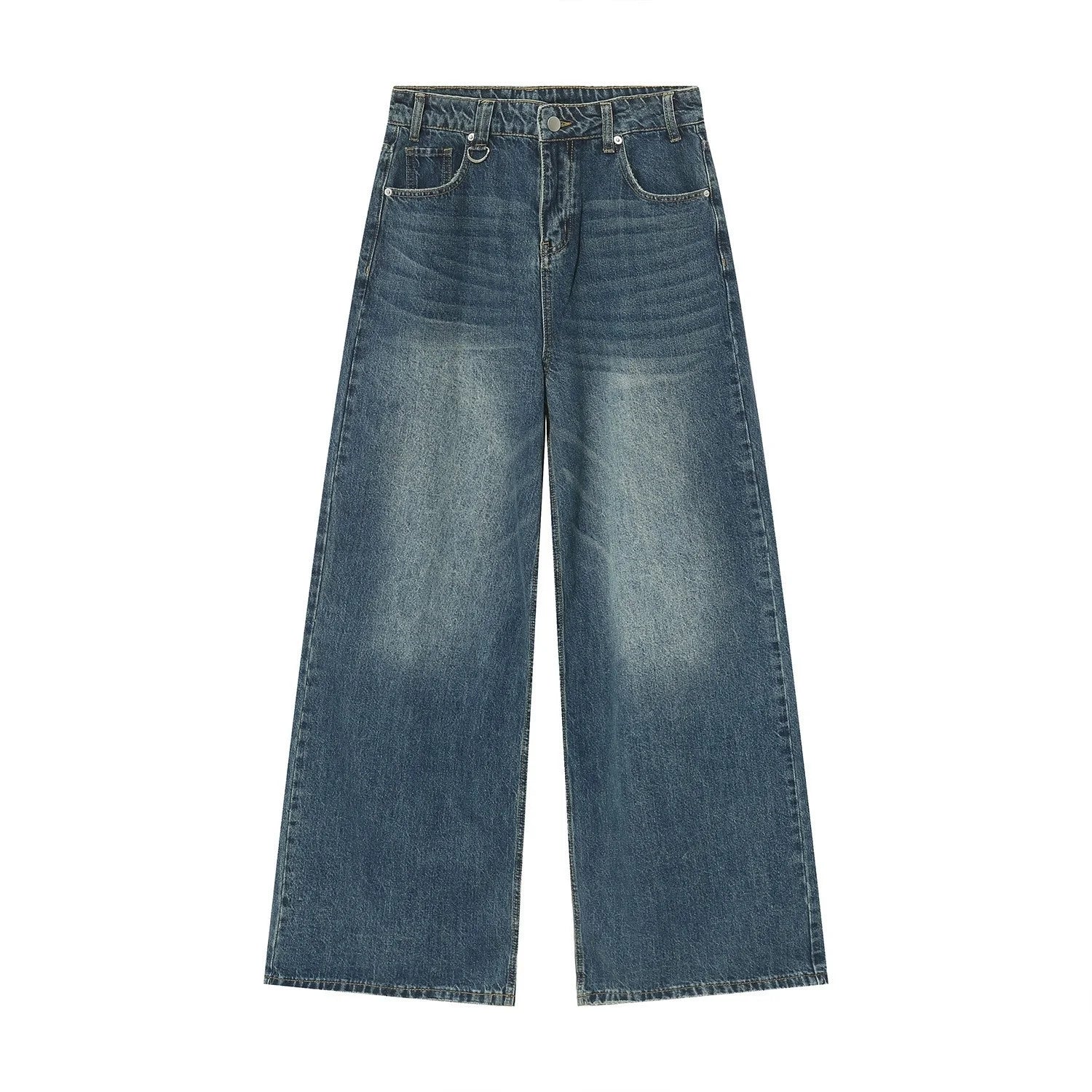 Voguable Old Male Pants Summer Blue Washed Men Denim Jeans Straight Casual Menwear Loose Wide Leg Trousers 2024 New Fashion voguable