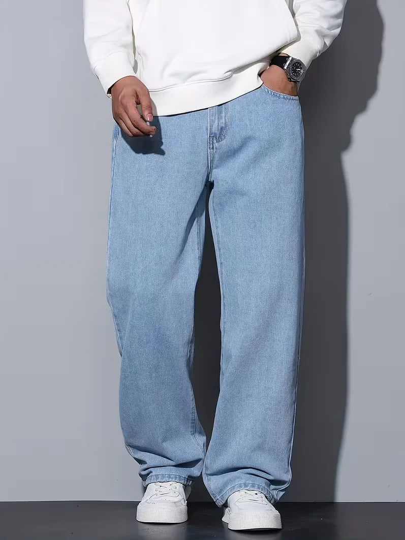 Voguable  Men's Straight Leg Jeans, Loose Casual Trousers, Soft Cotton Casual Pants voguable
