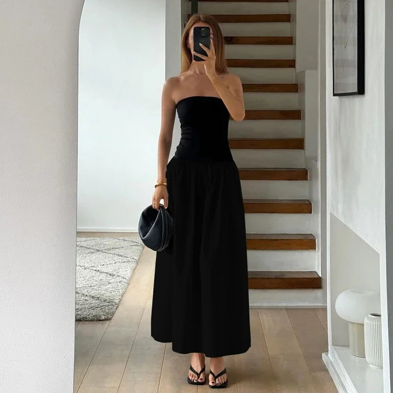 TARUXY Slim Folds Dress For Women Bodycon Backless Splice Dresses Female Summer Sexy Off Shoulder Elegant Mini Dress Woman 2024 voguable