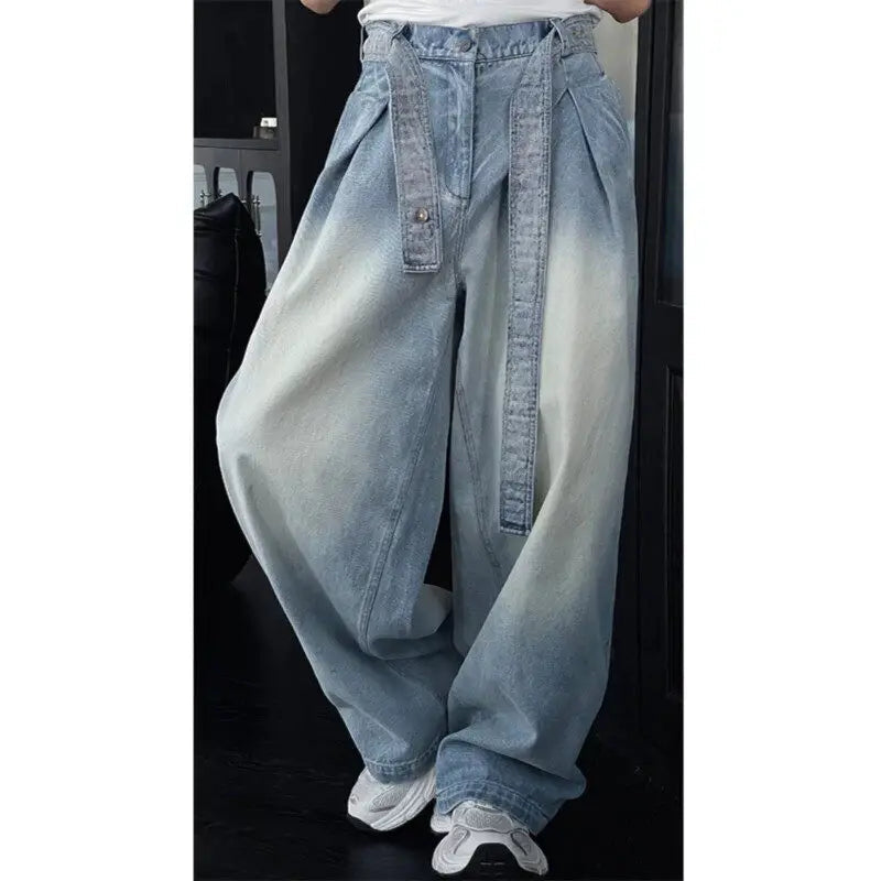 Mens Loose Fit Washed Wide Leg Jeans man baggy Floor Dragging Casual Streetwear Denim Pants  Trending Fashion High Quality voguable