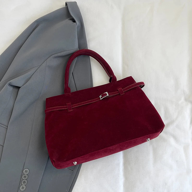 Velvet Big Top-handle Bags For Women Winter Latest Designer Handbags Luxury Pure Color Large Capacity Shopper Totes Female voguable