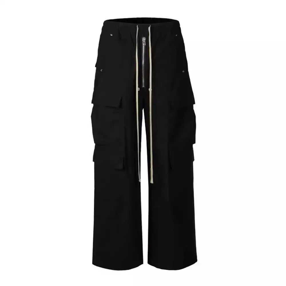 New Style American Style Casual Pants Blackcargo Pants Multi-pocket Loose Fit Wide Leg For Men Spring Summer voguable