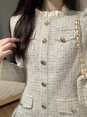Voguable  White Slim Waist Polo Women Dresses New Spell Color Single Breasted Elegant Fashion Female Dress Simple Casual Streetwear voguable