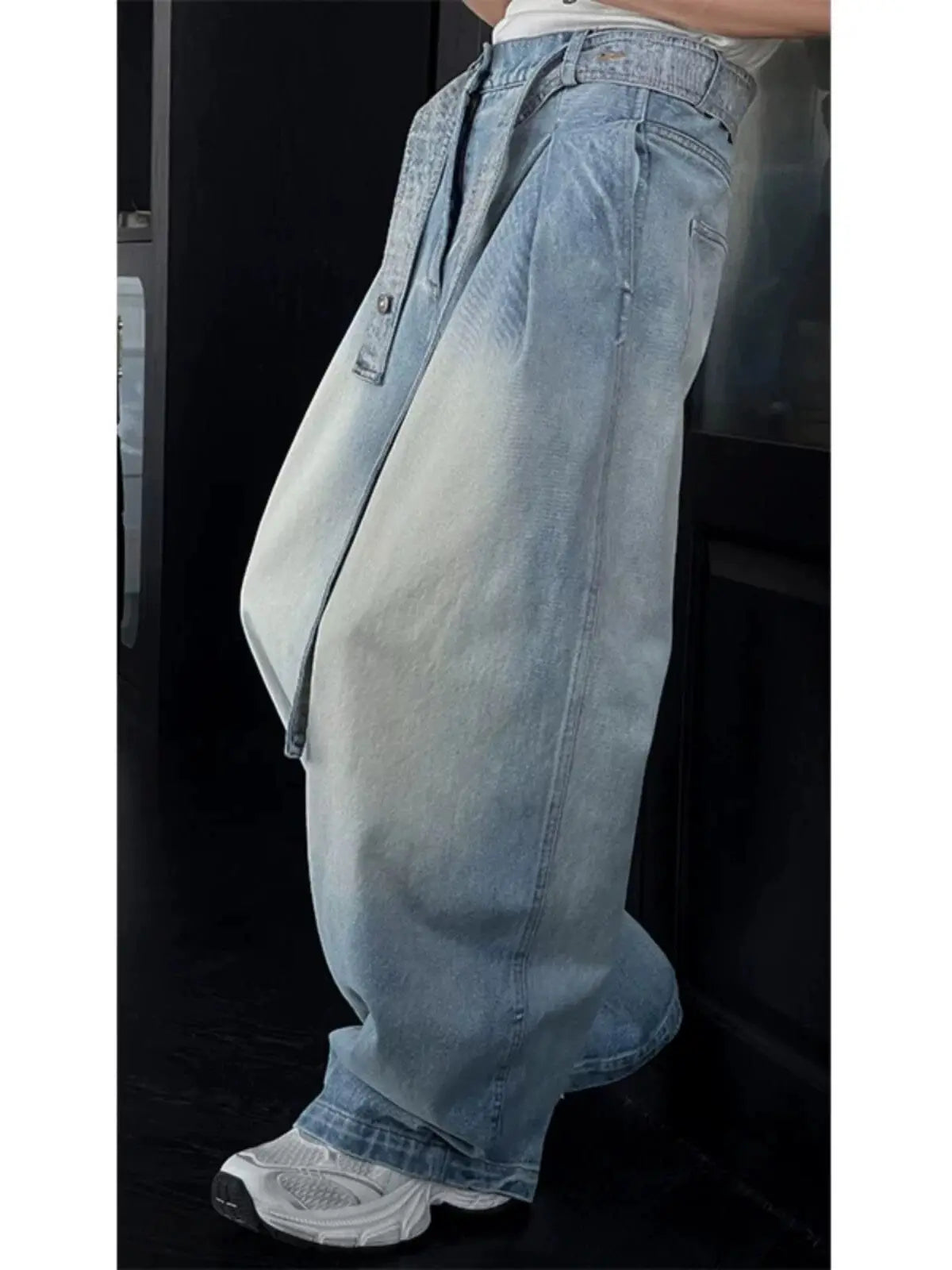 Mens Loose Fit Washed Wide Leg Jeans man baggy Floor Dragging Casual Streetwear Denim Pants  Trending Fashion High Quality voguable
