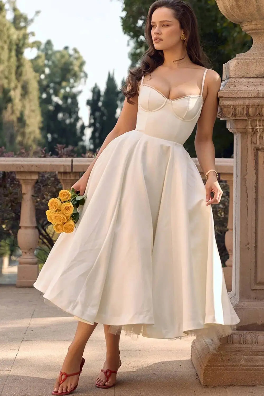 Summer Flare Midi Dress Elegant 2025 New Arrivals Spaghetti Strap Bustier Dress Women Dresses Sweet Pink Women Tops CHP1 voguable