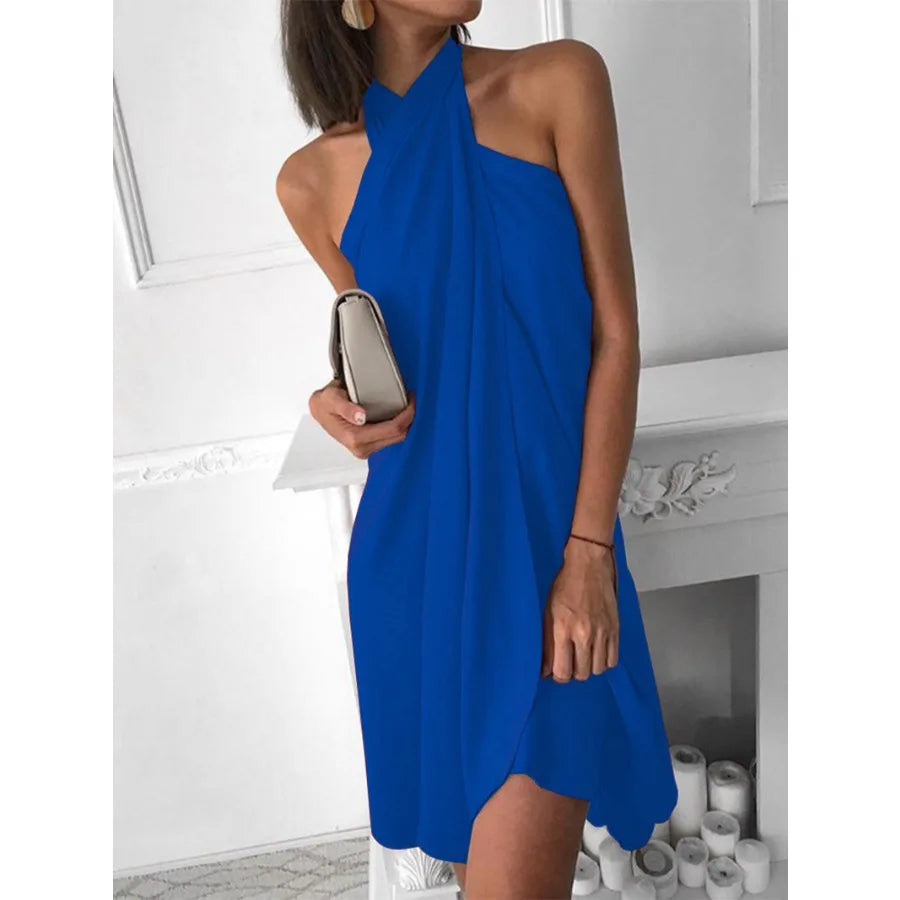 Voguable  summer new sexy women's dress hanging neck loose irregular casual beach dress voguable