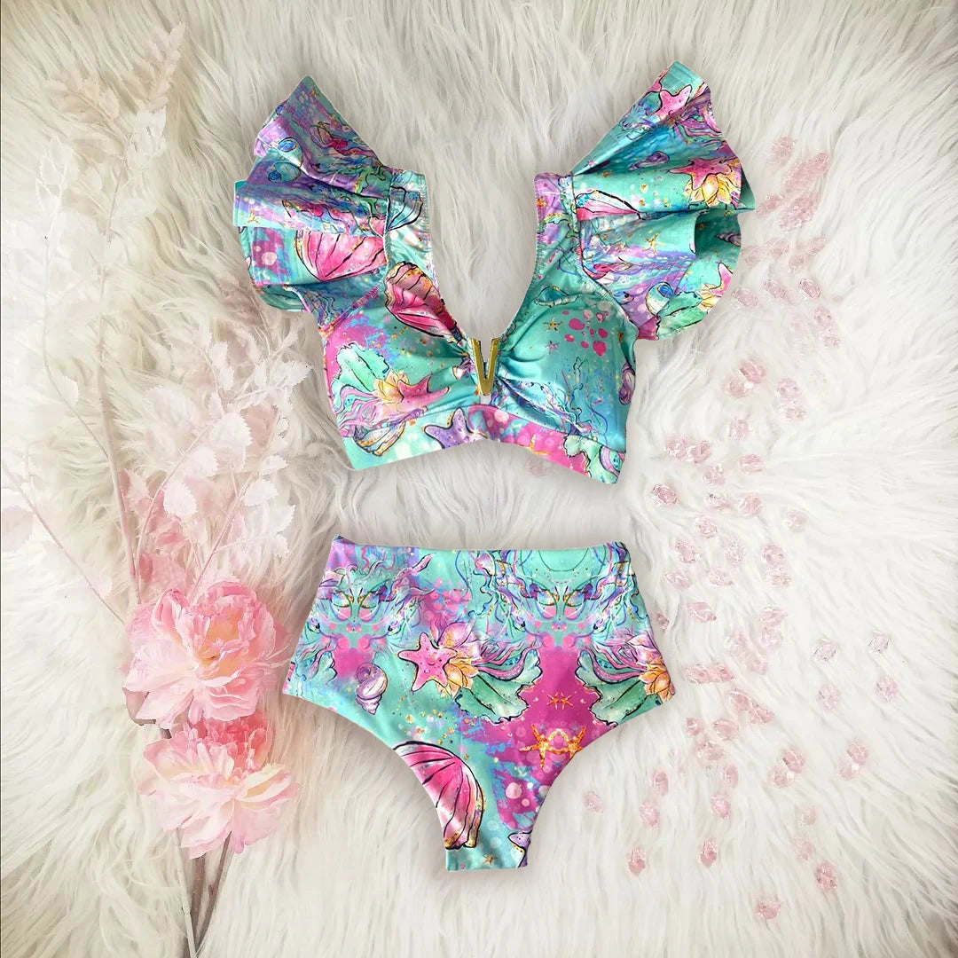 New High Waist Bikini Swimwear Women Swimsuit Push Up Bikinis Women Bathing Suit Biquini Ruffle Bikini Summer Beach Wear voguable