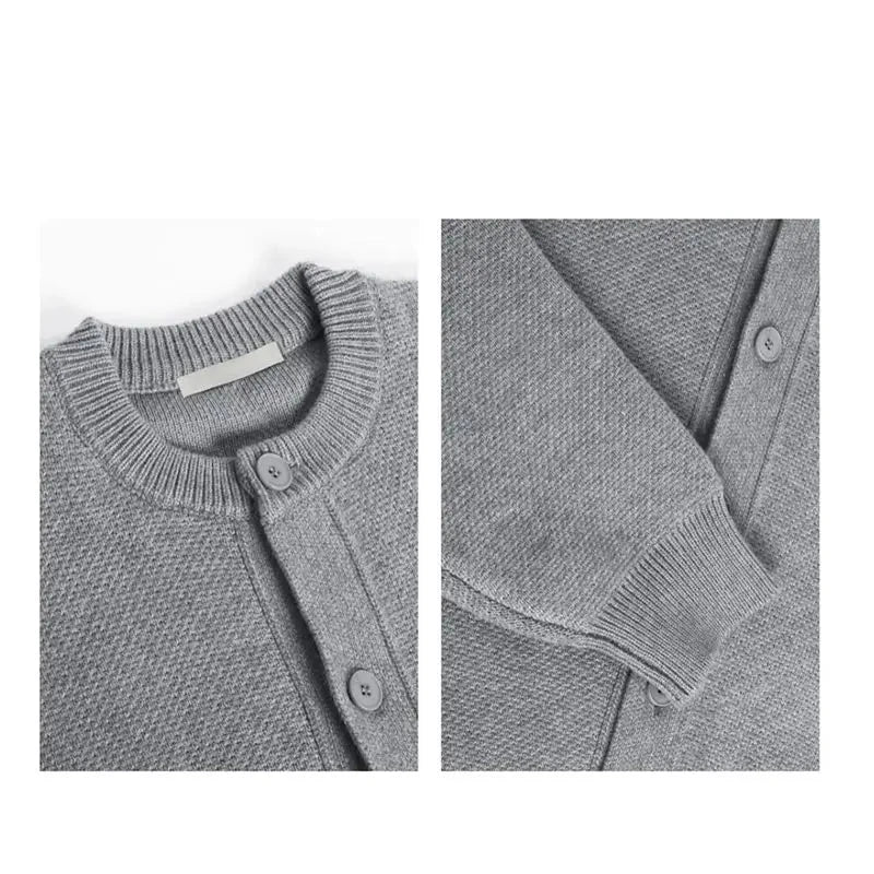 Simple Elegant Cardigan Personalized Solid Color Round Neck Sweater Jacket Autumn Winter Loose Knitted Cardigan Cityboy Knitwear voguable