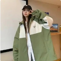 Voguable  High-End Men & Women Charge Jacket New Windbreaker Waterproof Korean Version Baseball  Jacket Ins Hooded Couple Sport Coat voguable
