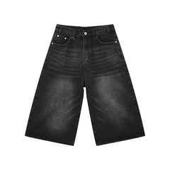 Men's Jeans American Style Vintage Loose Fit Wide Leg Straight Leg Denim Shorts Fashion Design Summer Y2k Gothic Washed Shorts voguable