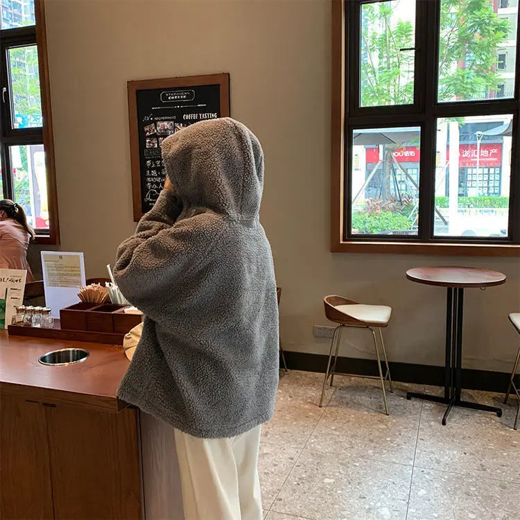 Women Oversized Parkas Hooded Thick Coat Ladies Soft Kawaii Jacket Double Sided Outerwear Autumn Winter Warm Long Sleeve Bomber voguable