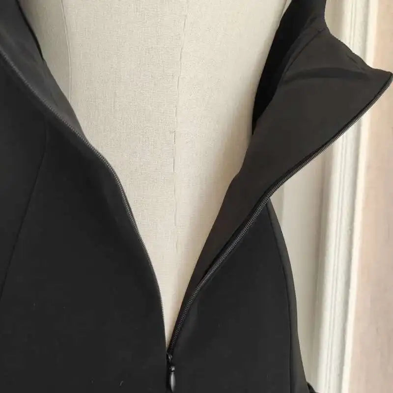 Spring French Style Splicing Halter Dress Woman Backless Slash Neck Solid Sleeveless Short Dresses Wave Cut voguable