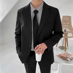 Blazers Men Fashion Handsome Streetwear Spring Autumn Notched Collar Solid Business Korean Style Advanced Male Smart Casual Chic voguable