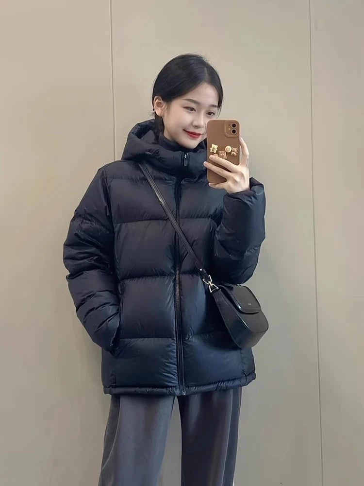 Zoki Winter Cute Pink Puffy Parkas Women Warm Thick Long Sleeve Sweet Cotton Coat Casual Stand Collar Preppy Style Korean Jacket voguable