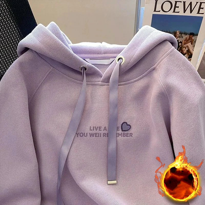 Kawaii Hoodies Women Harajuku Sweet Girlish Embroidery Aesthetic Baggy S-3XL Temper Designer Plus-Velvet Hooded Y2k Clothes Chic voguable