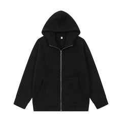 Autumn Winter KPOP Fashion Solid Sweatshirt Harajuku All Match Tops Loose Casual Outerwear Ropa Hombre Cardigan Zipper Hooded voguable