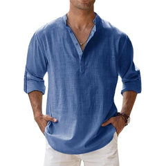 Spring Autumn Fashion Solid Harajuku T-shirts Men All Match Loose Blusa Casual Cotton Linen Long Sleeve Pullover Male Clothes voguable