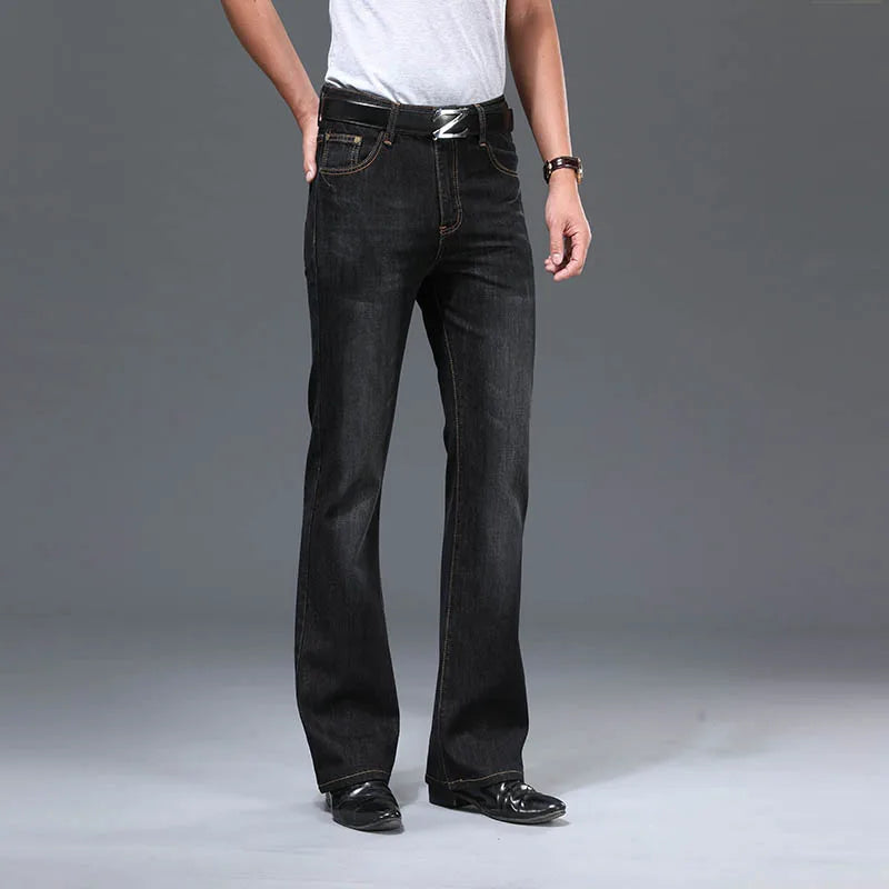 Denim Flared Jeans Men  Boot Cut Denim Pants Comfortable Slightly Slim Classic Loose Casual Blue Black Trousers For Male Bootcut voguable