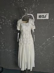 Sleeveless Fashion Women Dress Square Collar 3D Flowers Solid Color Zipper Female Party Dress New Tide voguable