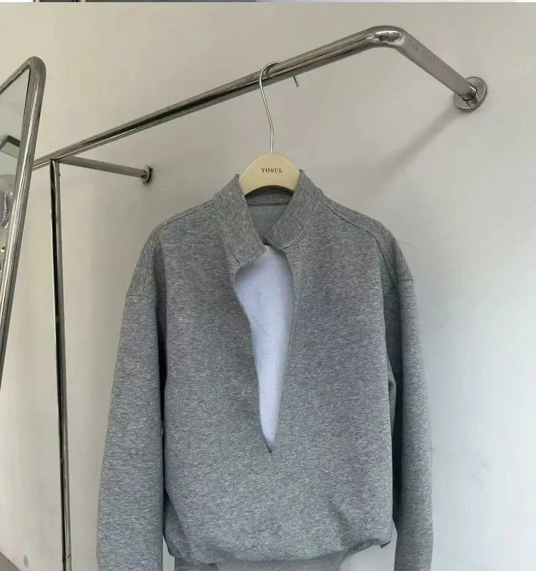 Korean Casual Sports High-end Suit Autumn Sweatshirt Fake Two-piece Spring Fashion Trend Casual Loose Suit Aesthetic Academy voguable