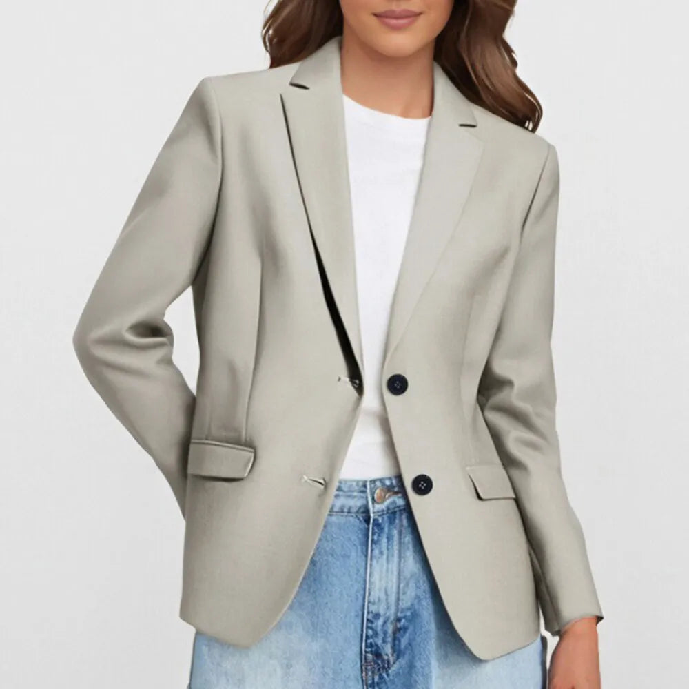 Women's Blazers & Vests All Season Casual Elegant Plain Single Breasted Long Sleeve Lapel Business Blazers & Vests voguable