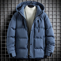 Padded Jacket Men Winter Parkas Thick Jacket Coats Fashion Men Casual Solid Color Hooded Parkas Male Black Khaki Warm Coat voguable